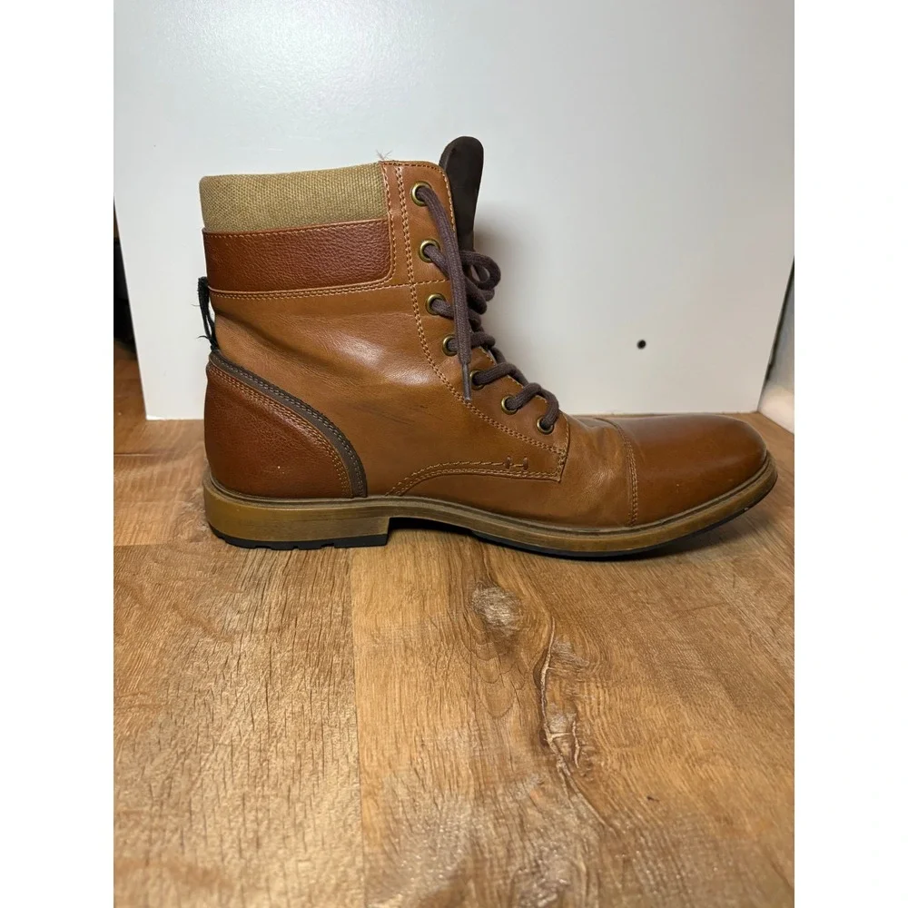J.‎ Ferrar Davidson Boots Mens 11M Brown Faux Leather High Top Lace Up Cap Toe